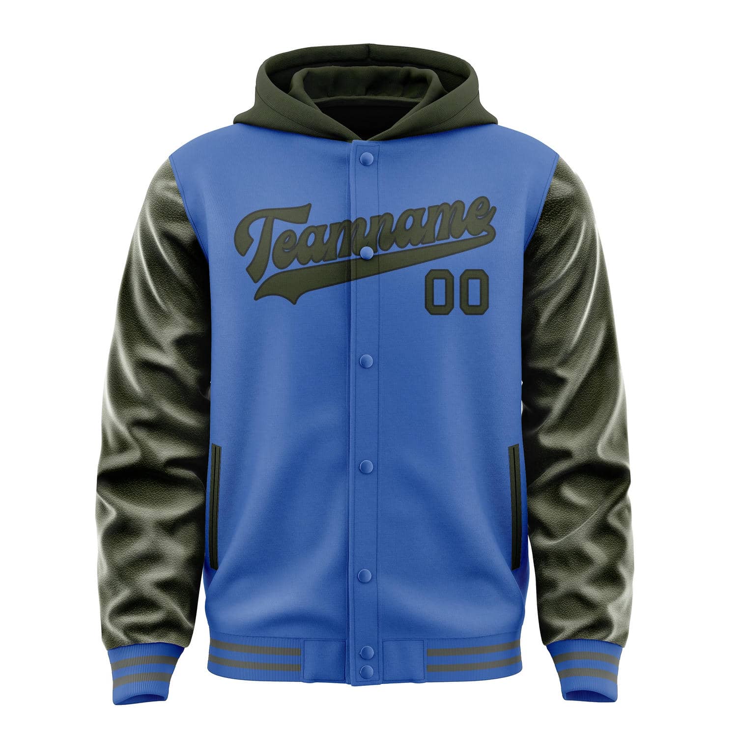 Maßgeschneidertes Himmelblau Dunkles Oliv Jacke