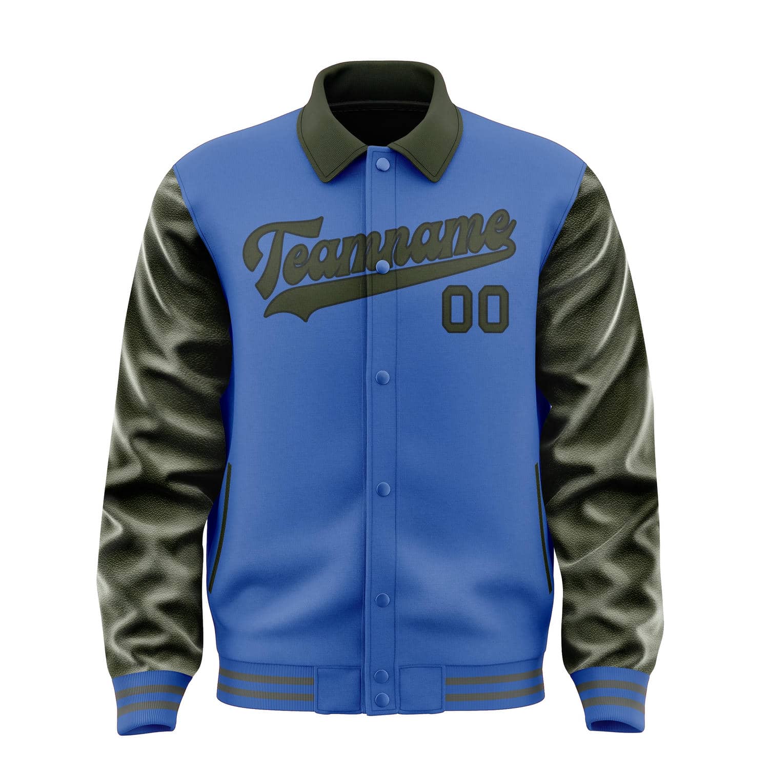 Maßgeschneidertes Himmelblau Dunkles Oliv Jacke