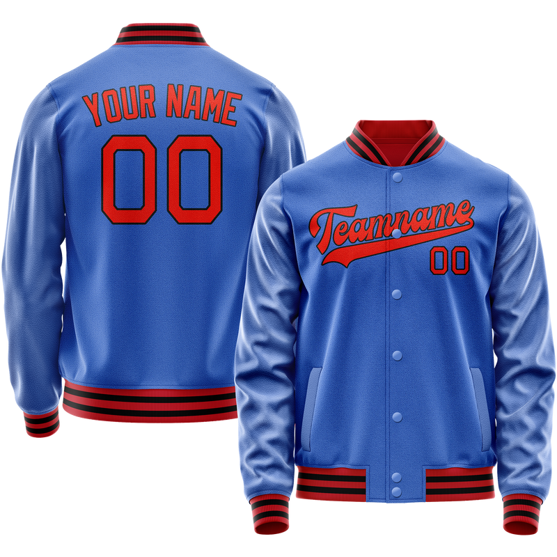 Maßgeschneidertes Elektrisch Blau Orange Collegejacke JA02240617YH125