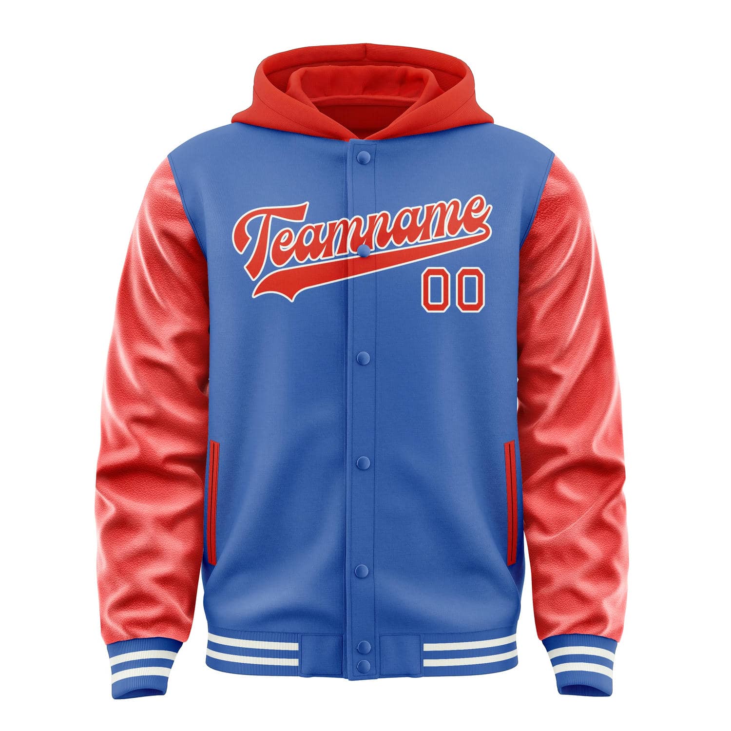 Maßgeschneidertes Himmelblau Orangerot Jacke