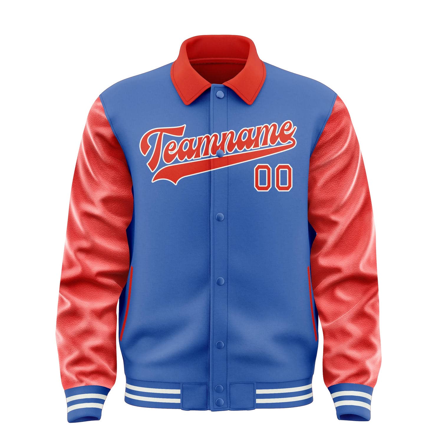 Maßgeschneidertes Himmelblau Orangerot Jacke