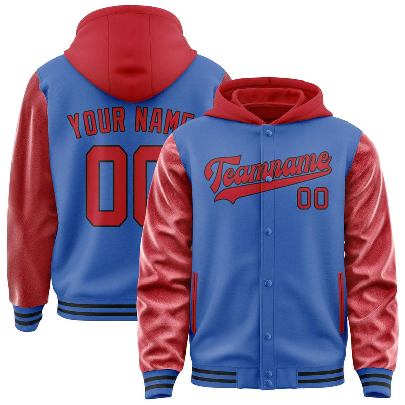 Maßgeschneidertes Himmelblau Rot Jacke JA090914091717141417