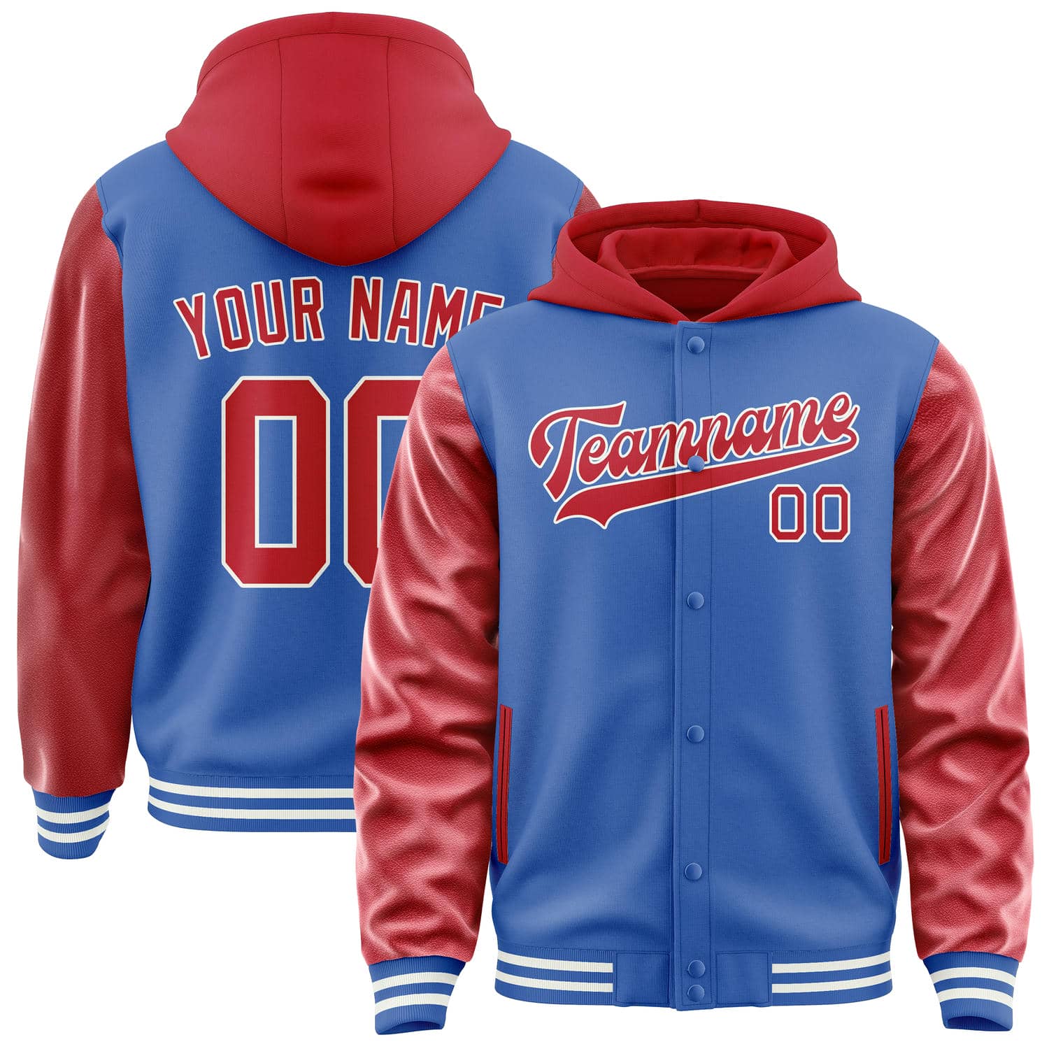 Maßgeschneidertes Himmelblau Rot Jacke JA090914091818141418