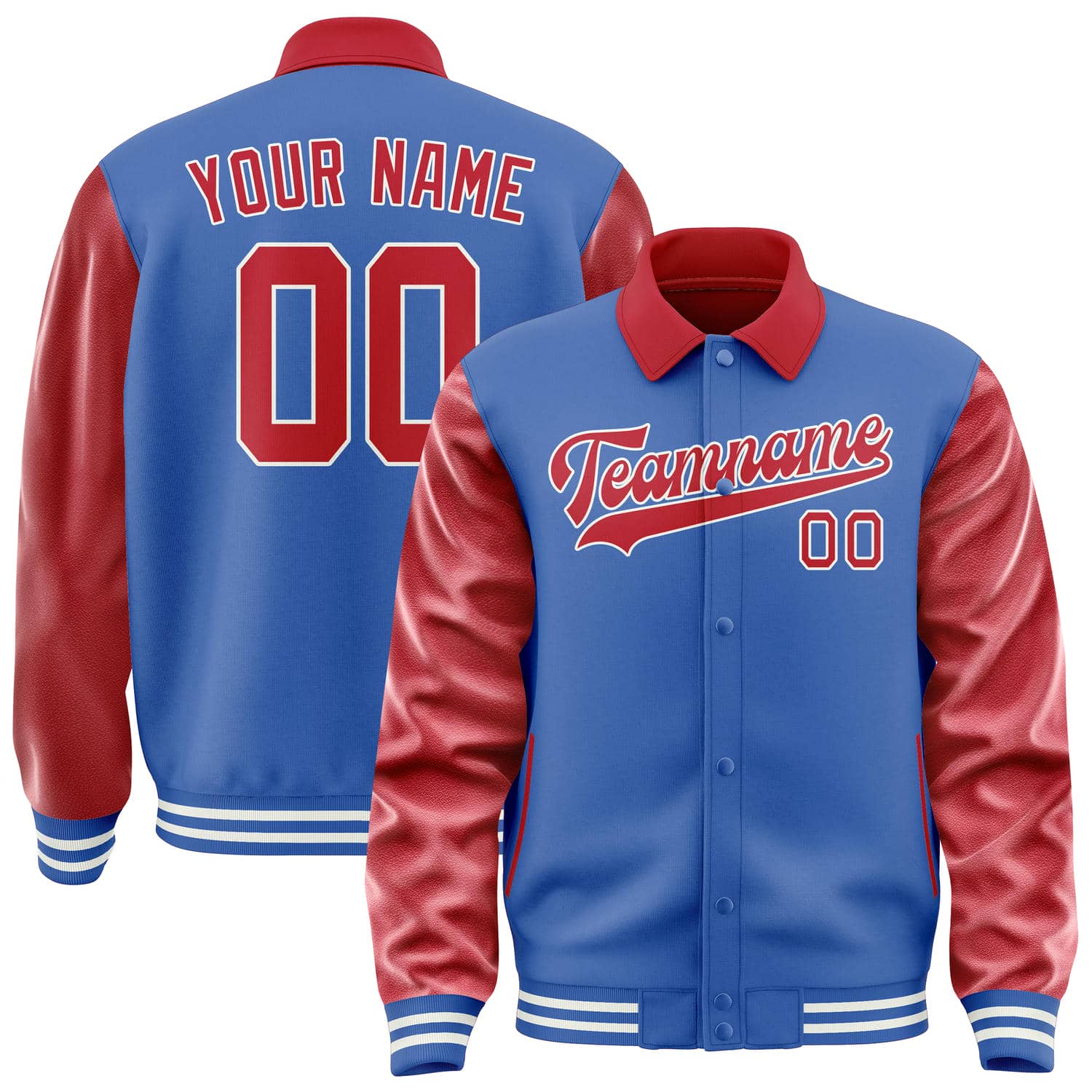 Maßgeschneidertes Himmelblau Rot Jacke JA090914091818141418