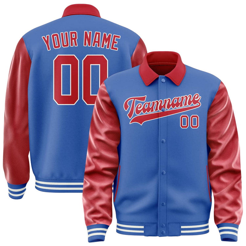 Maßgeschneidertes Himmelblau Rot Jacke JA090914091818141418