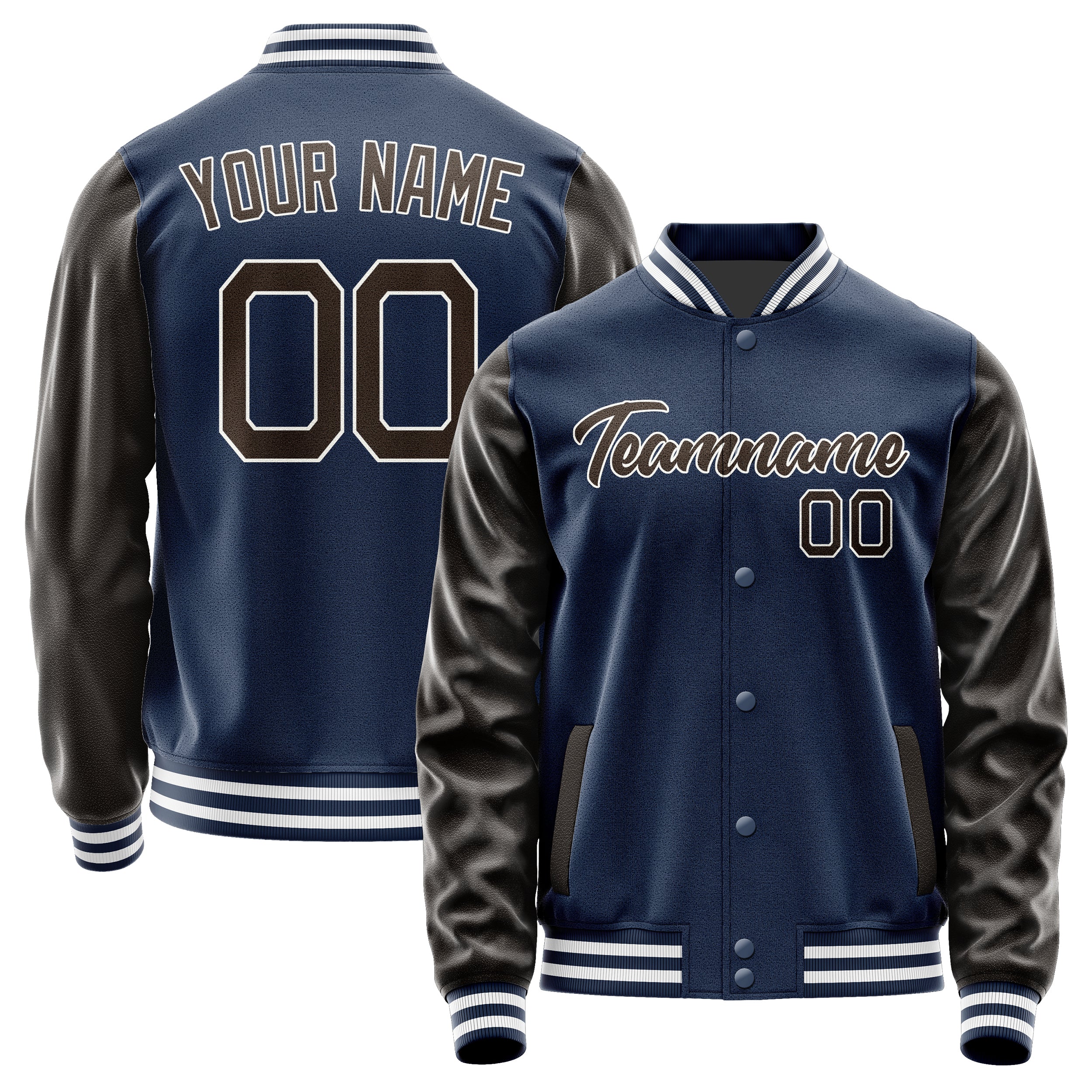 Maßgeschneidertes Marineblau Braun Jacke Ja1010011018B21801