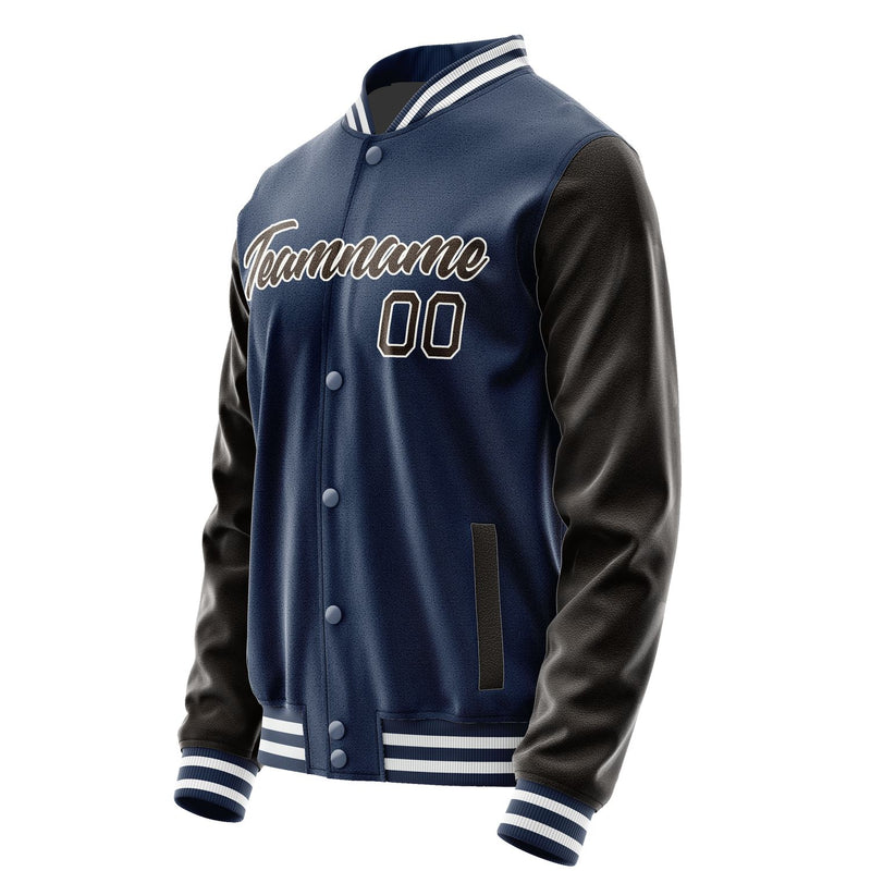 Maßgeschneidertes Marineblau Braun Jacke Ja1010011018B21801