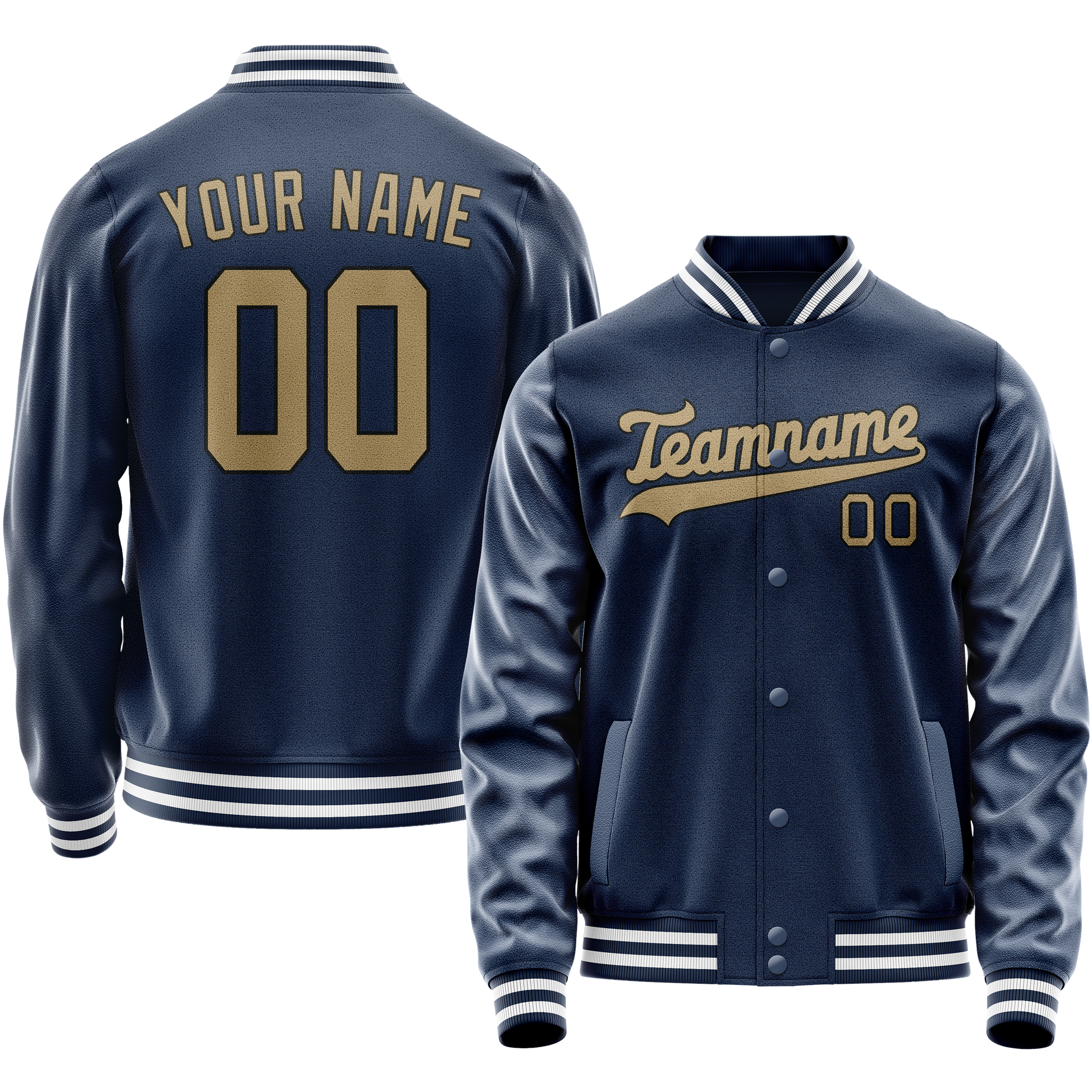 Maßgeschneidertes Königsblau Altgold Collegejacke JA02240617XF560