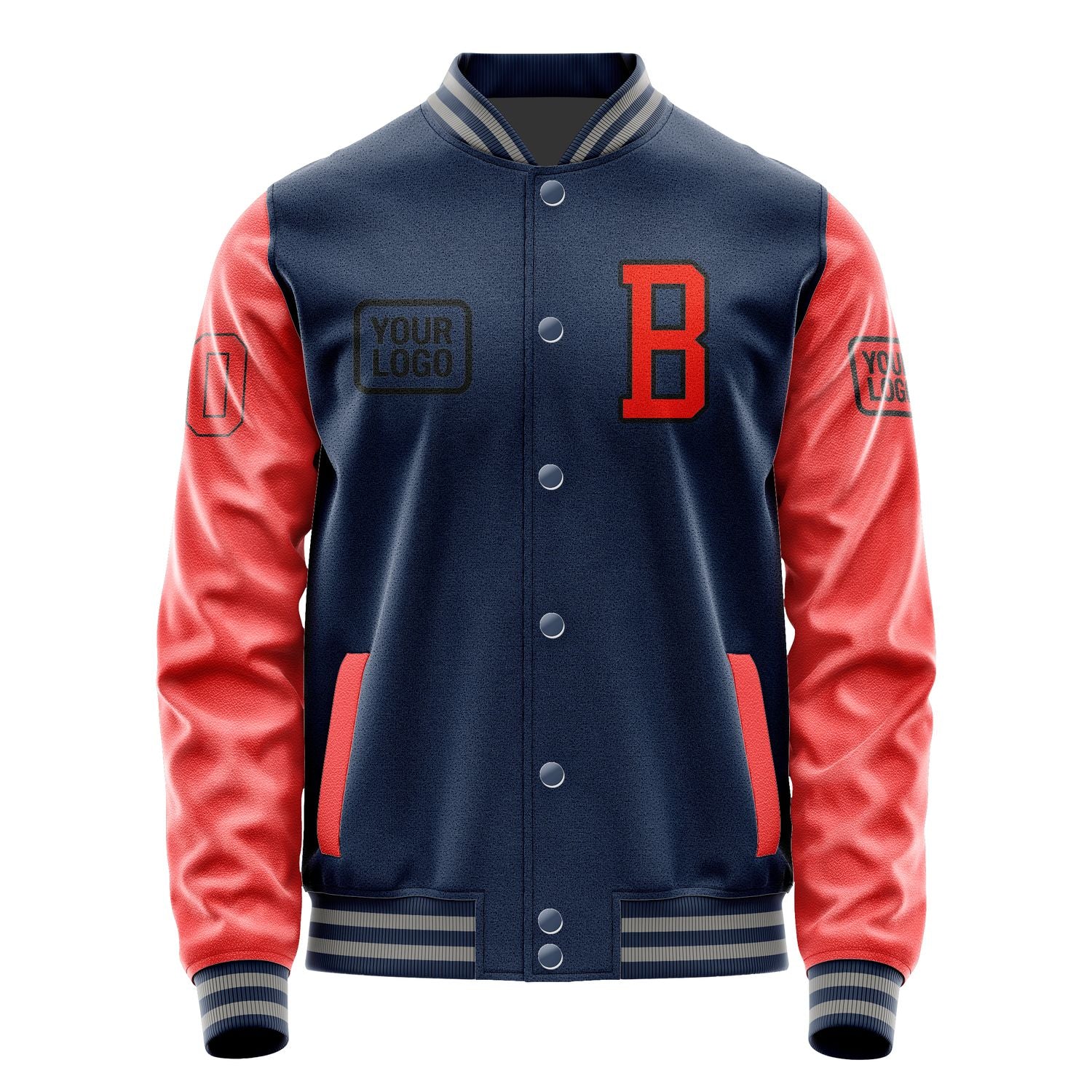 Maßgeschneidertes Marineblau Orangerot Jacke JA101012100417121217