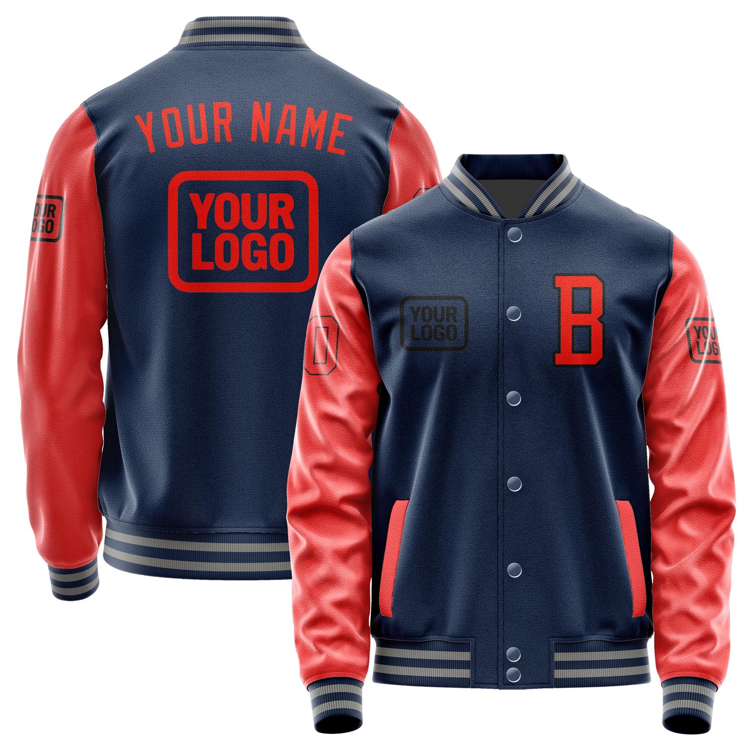 Maßgeschneidertes Marineblau Orangerot Jacke JA101012100417121217
