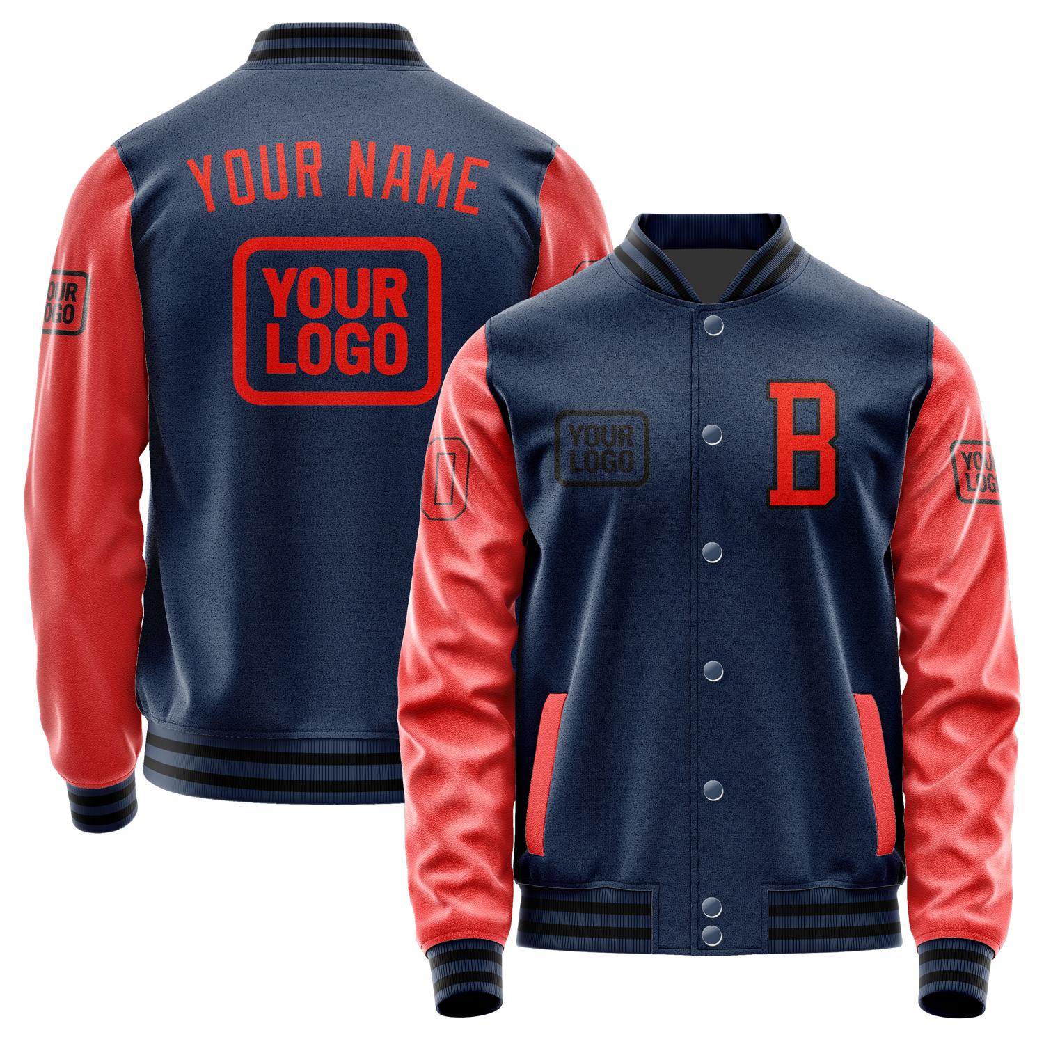Maßgeschneidertes Marineblau Orangerot Jacke JA101012101717121217