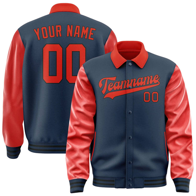 Maßgeschneidertes Marineblau Orangerot Jacke JA101012101717121217