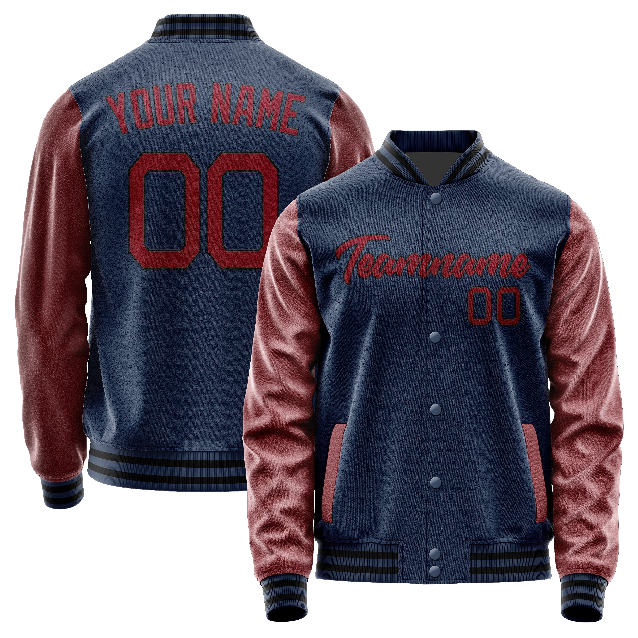 Maßgeschneidertes Marineblau Karmesinrot Jacke Ja1010151017B21715