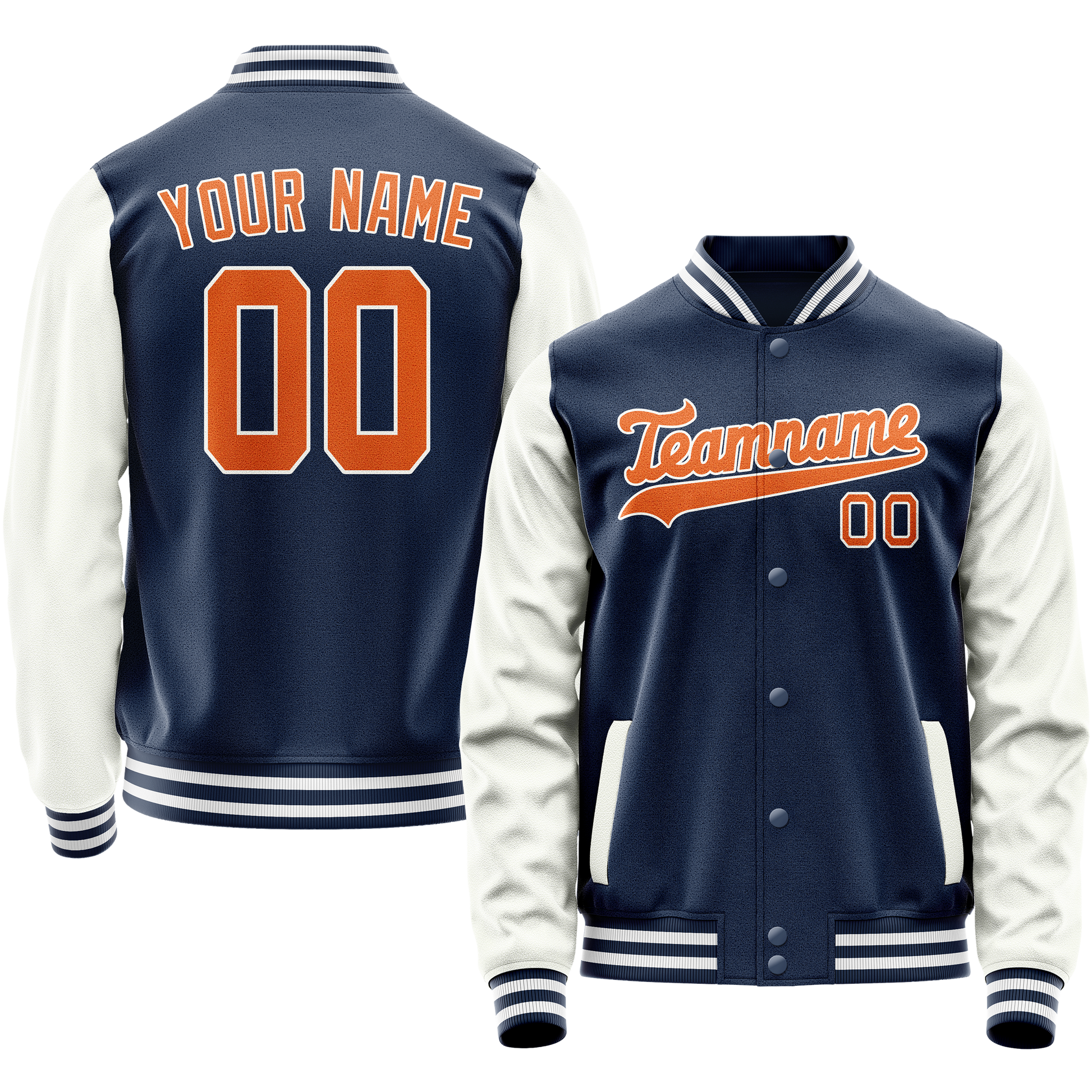 Maßgeschneidertes Königsblau Weiß Collegejacke JA02240617XF559