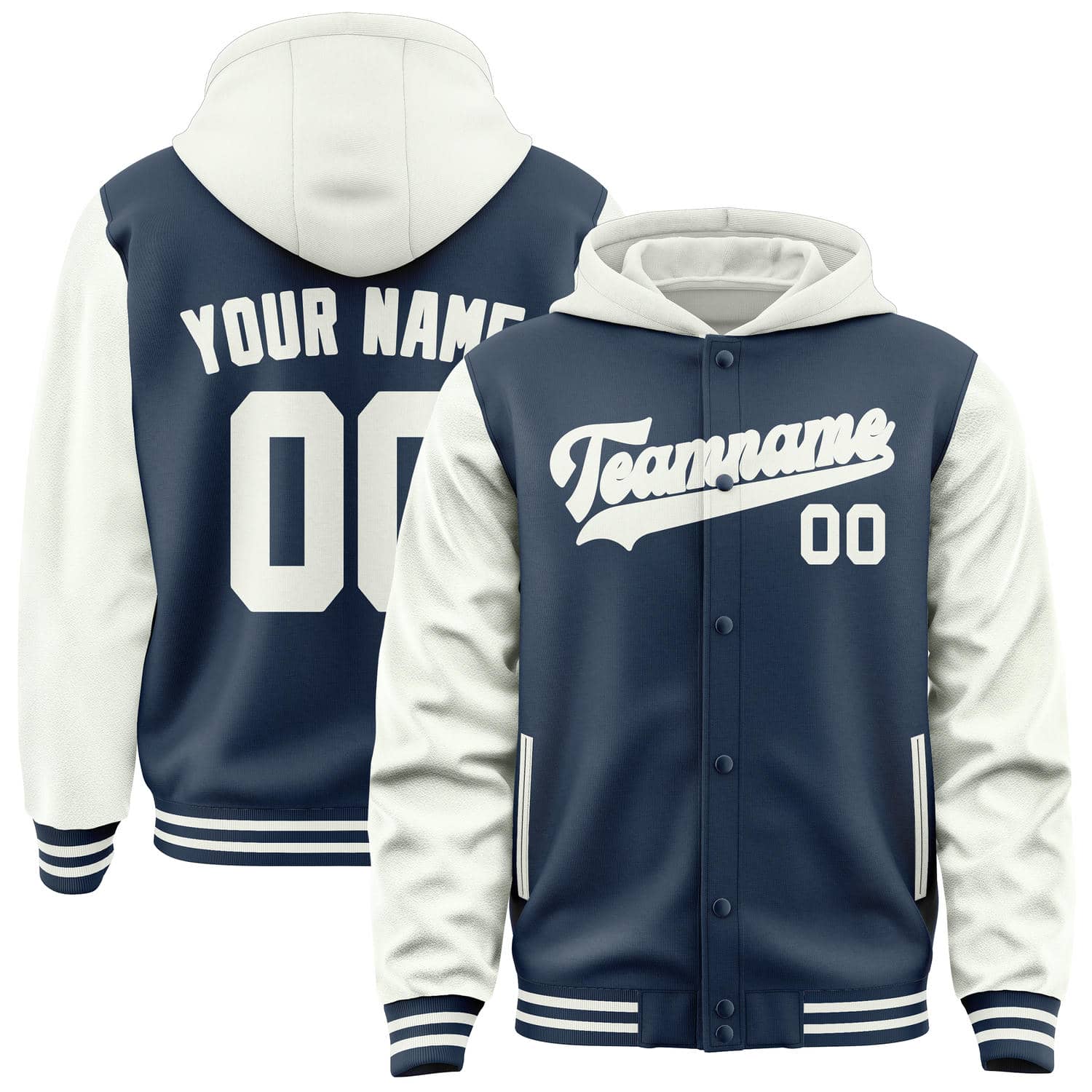 Maßgeschneidertes Königsblau Weiß Collegejacke JA02240617XF547