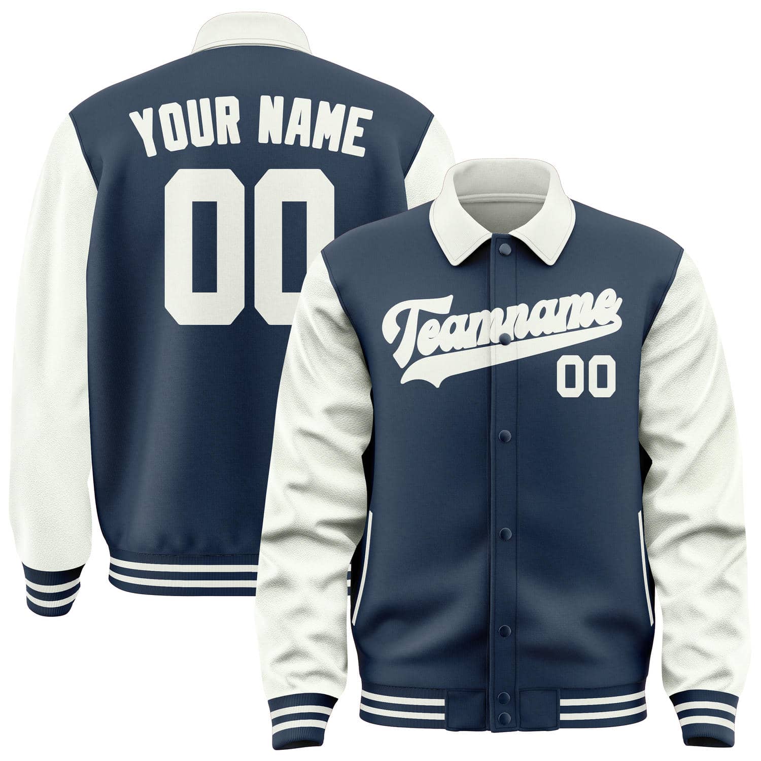 Maßgeschneidertes Königsblau Weiß Collegejacke JA02240617XF547