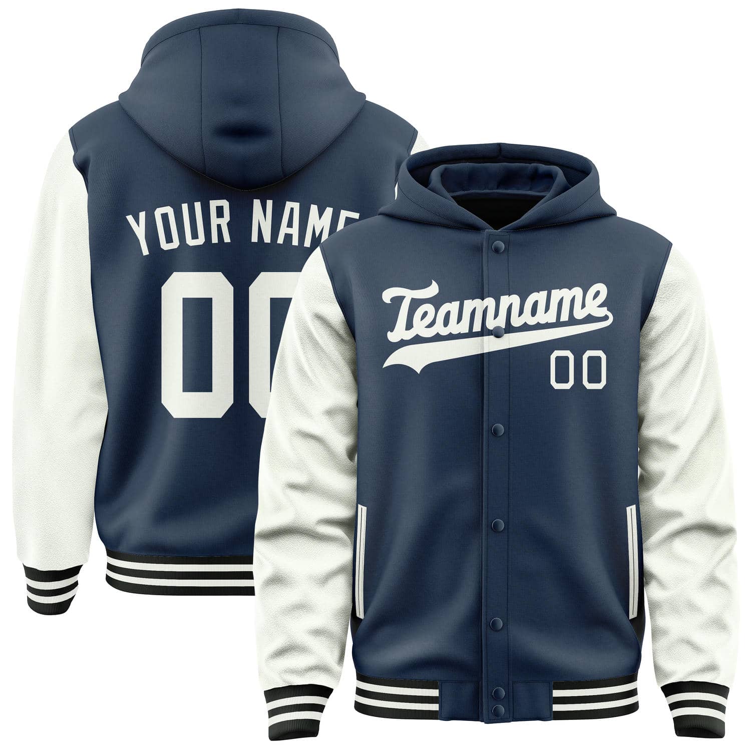 Maßgeschneidertes Königsblau Weiß Collegejacke JA02240617XF566