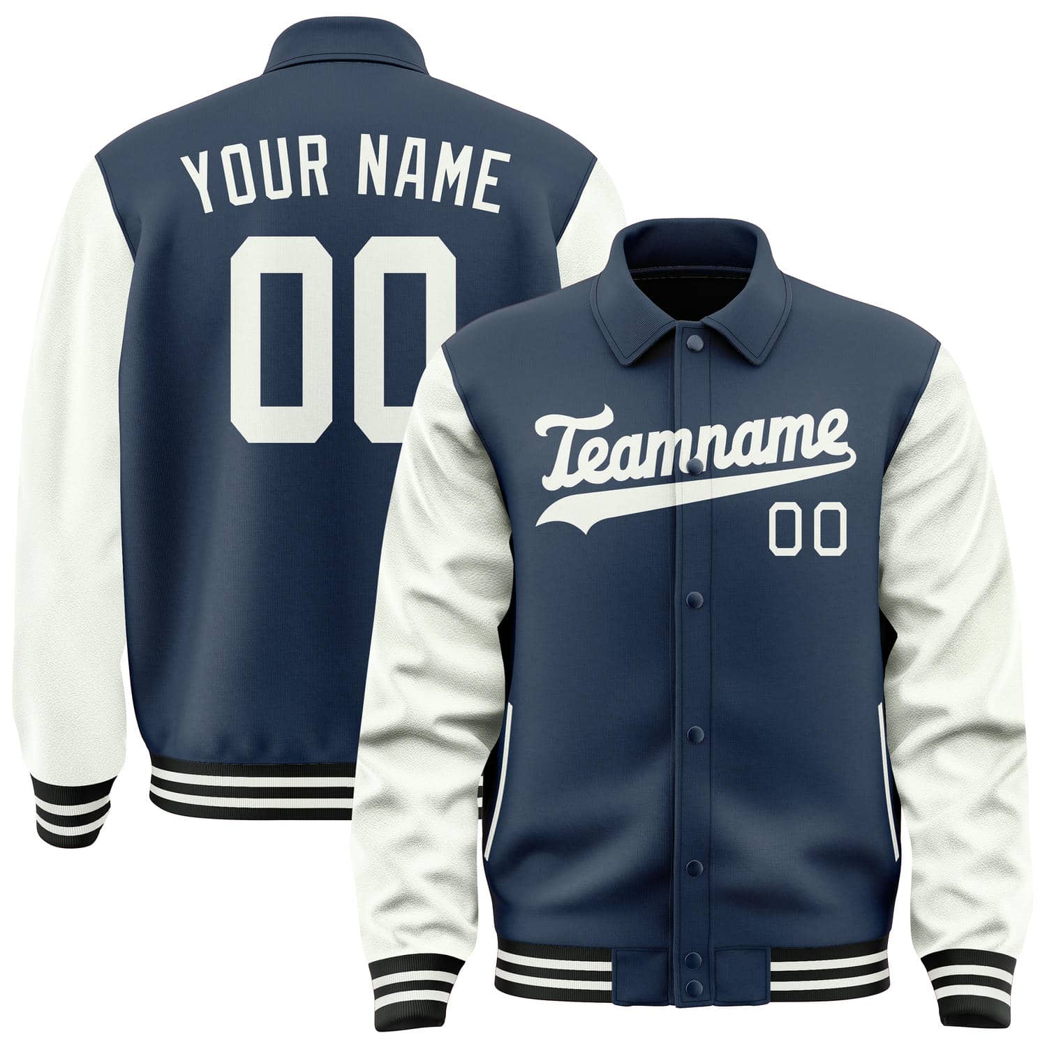 Maßgeschneidertes Königsblau Weiß Collegejacke JA02240617XF566