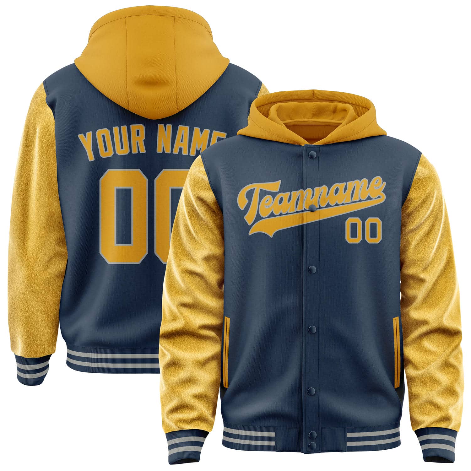 Maßgeschneidertes Marineblau Gelb Jacke JA101019100417191917