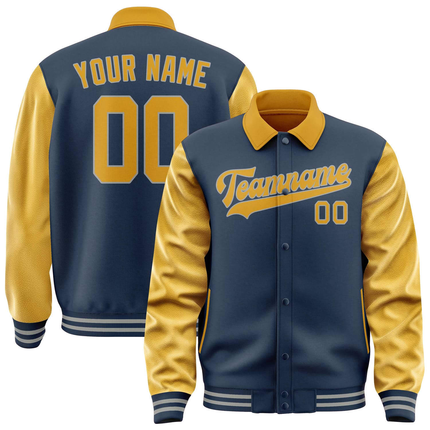 Maßgeschneidertes Marineblau Gelb Jacke JA101019100417191917