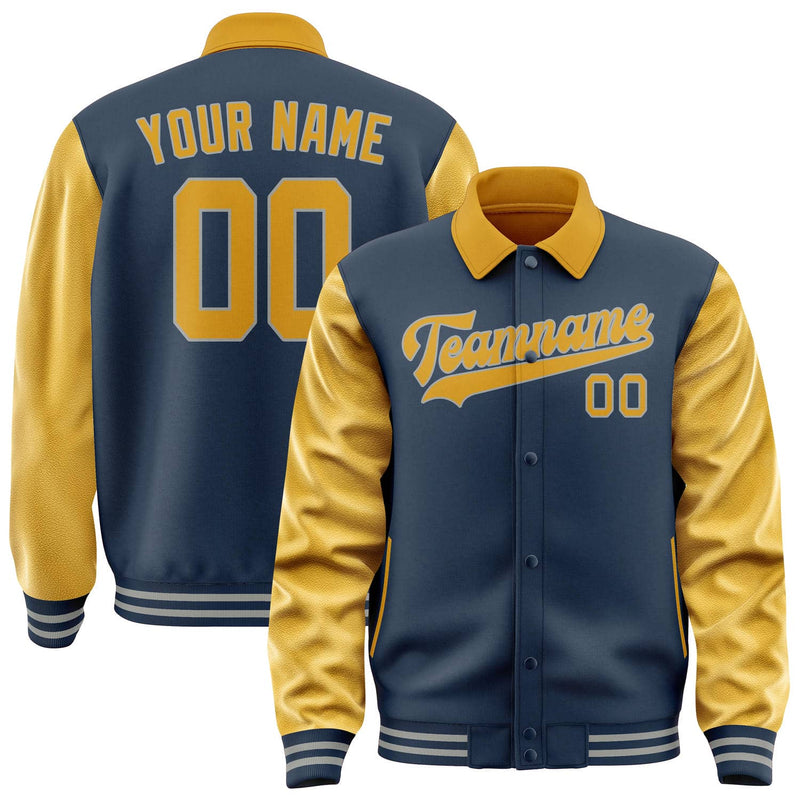 Maßgeschneidertes Marineblau Gelb Jacke JA101019100417191917