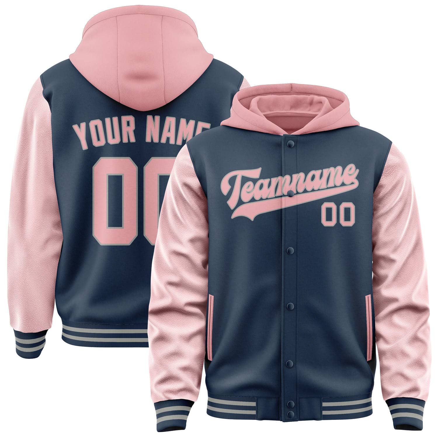 Maßgeschneidertes Marineblau Rosa Jacke JA101021100417212117
