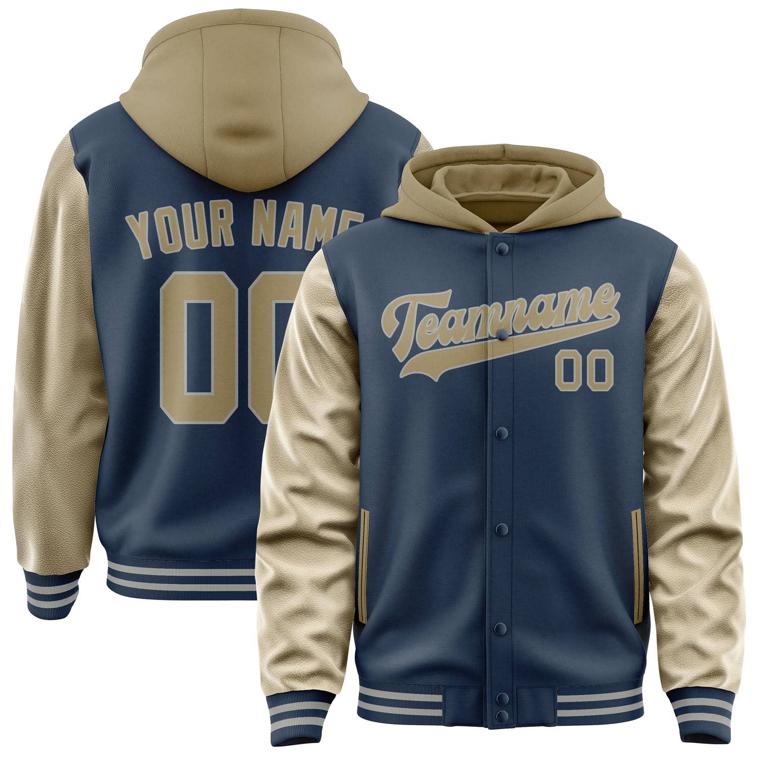 Maßgeschneidertes Marineblau Hellkhaki Jacke JA101025100417252517