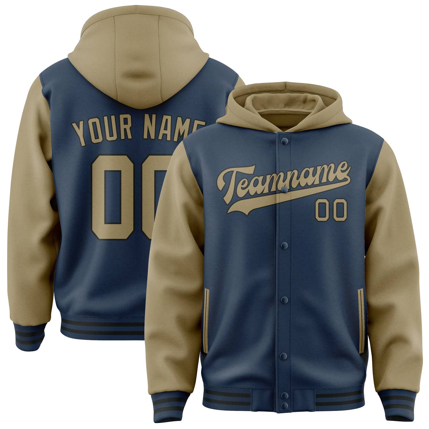 Maßgeschneidertes Marineblau Hellkhaki Jacke JA101025101717252517