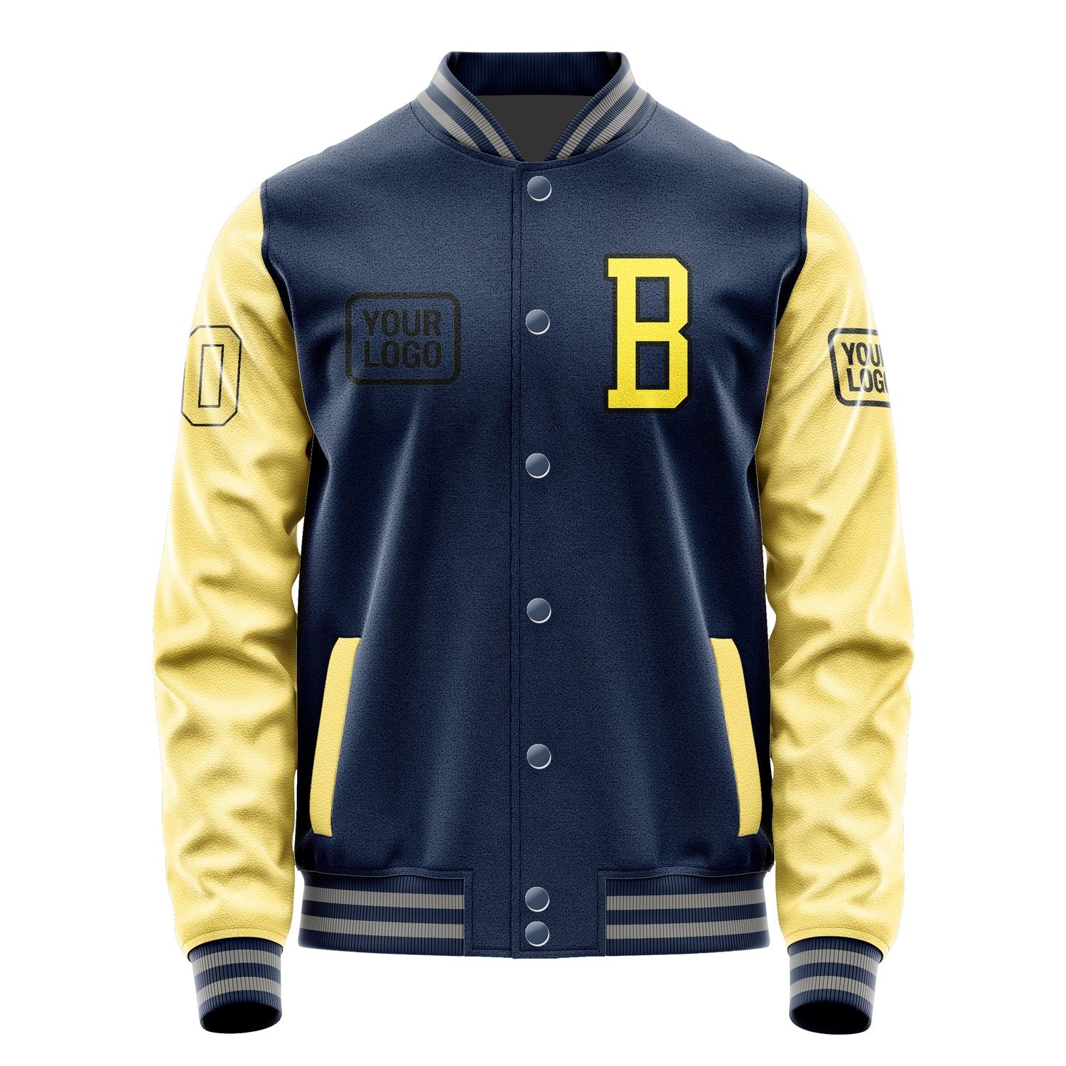 Maßgeschneidertes Marineblau Blassgelb Jacke JA101026100417262617
