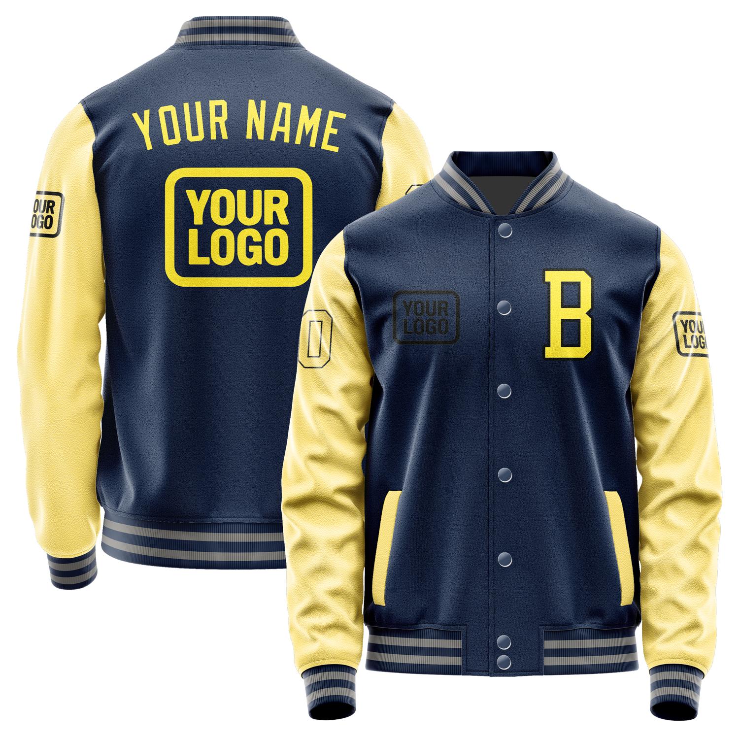 Maßgeschneidertes Marineblau Blassgelb Jacke JA101026100417262617
