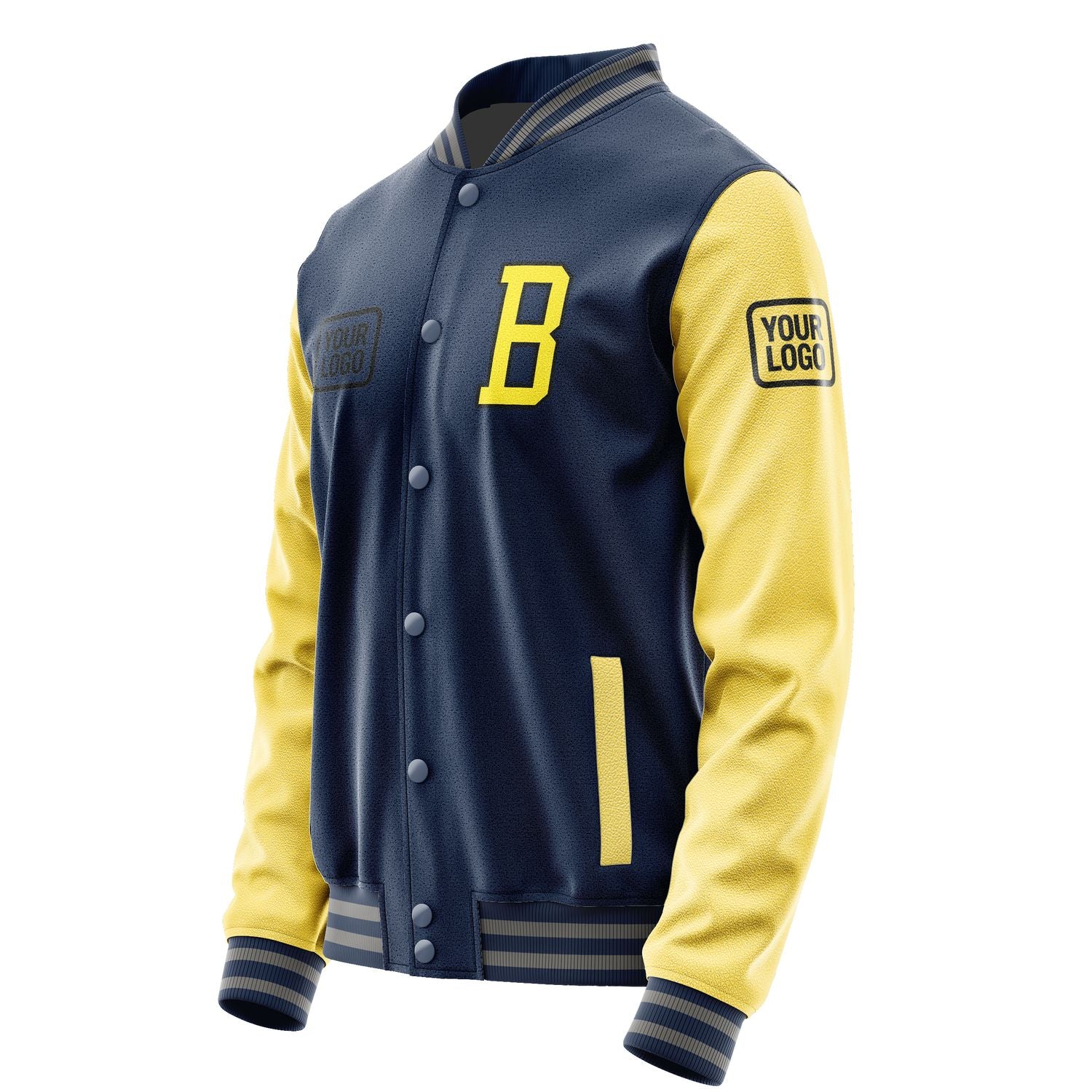 Maßgeschneidertes Marineblau Blassgelb Jacke JA101026100417262617