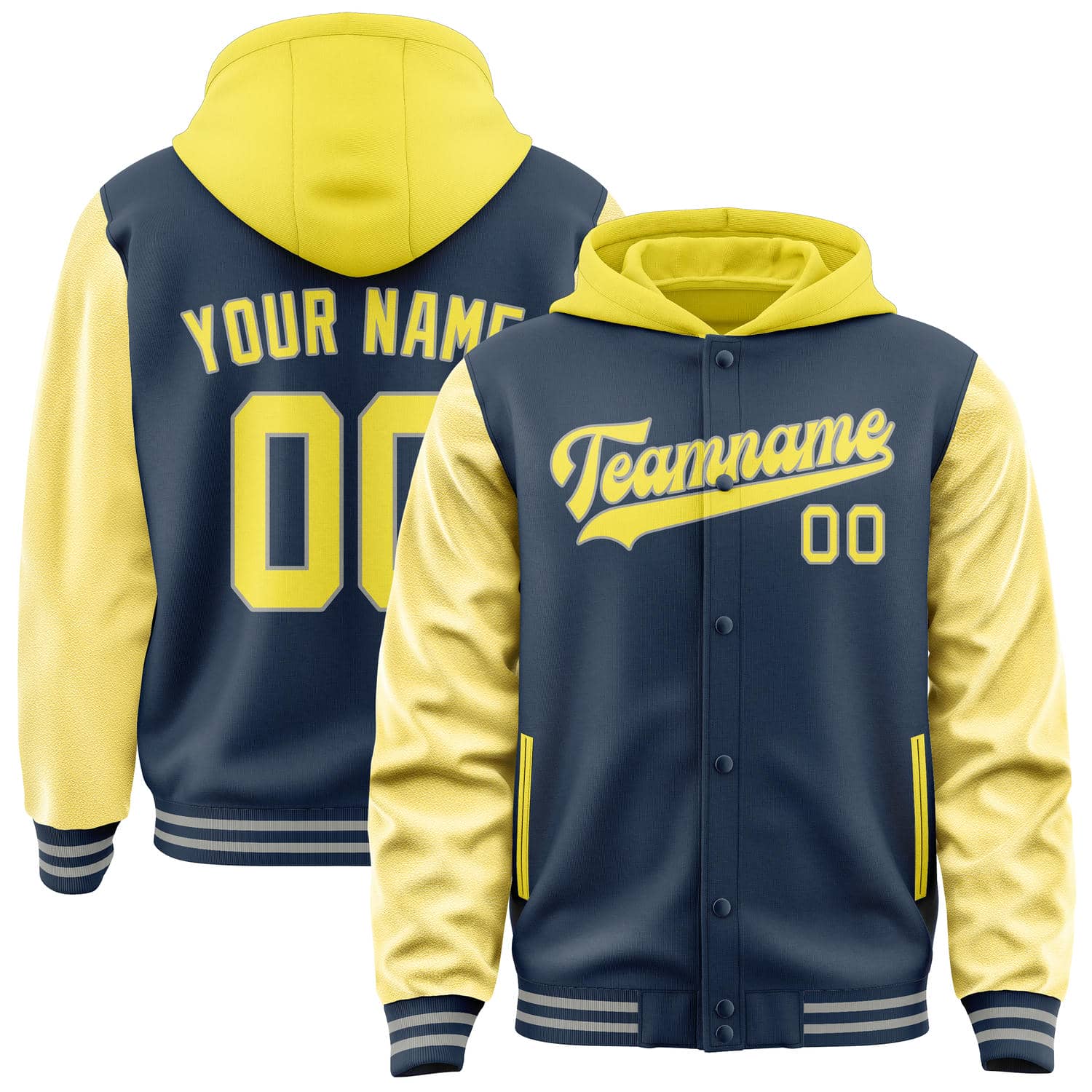 Maßgeschneidertes Marineblau Blassgelb Jacke JA101026100417262617