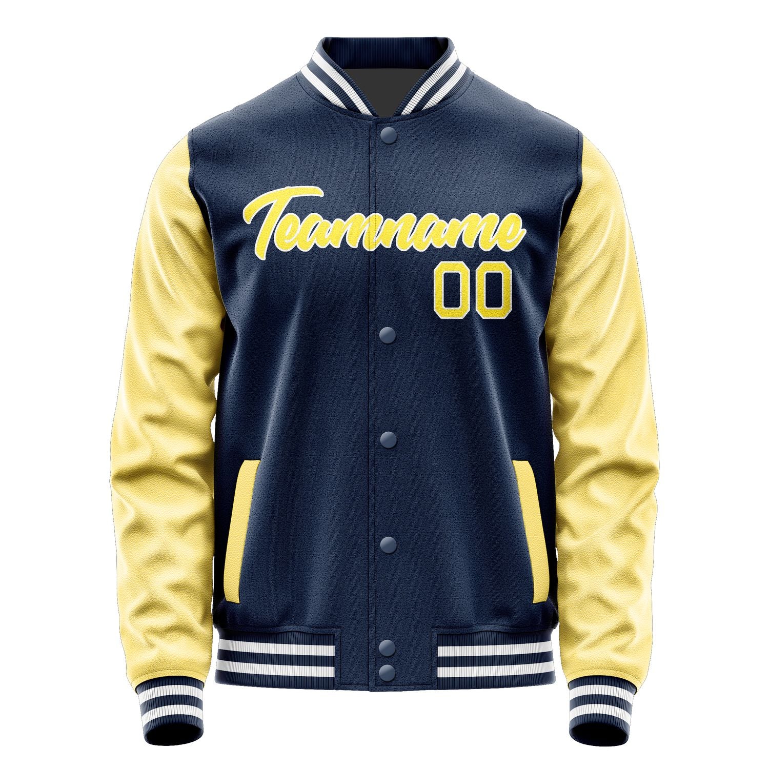 Maßgeschneidertes Marineblau Blassgelb Jacke Ja1010261018B21826