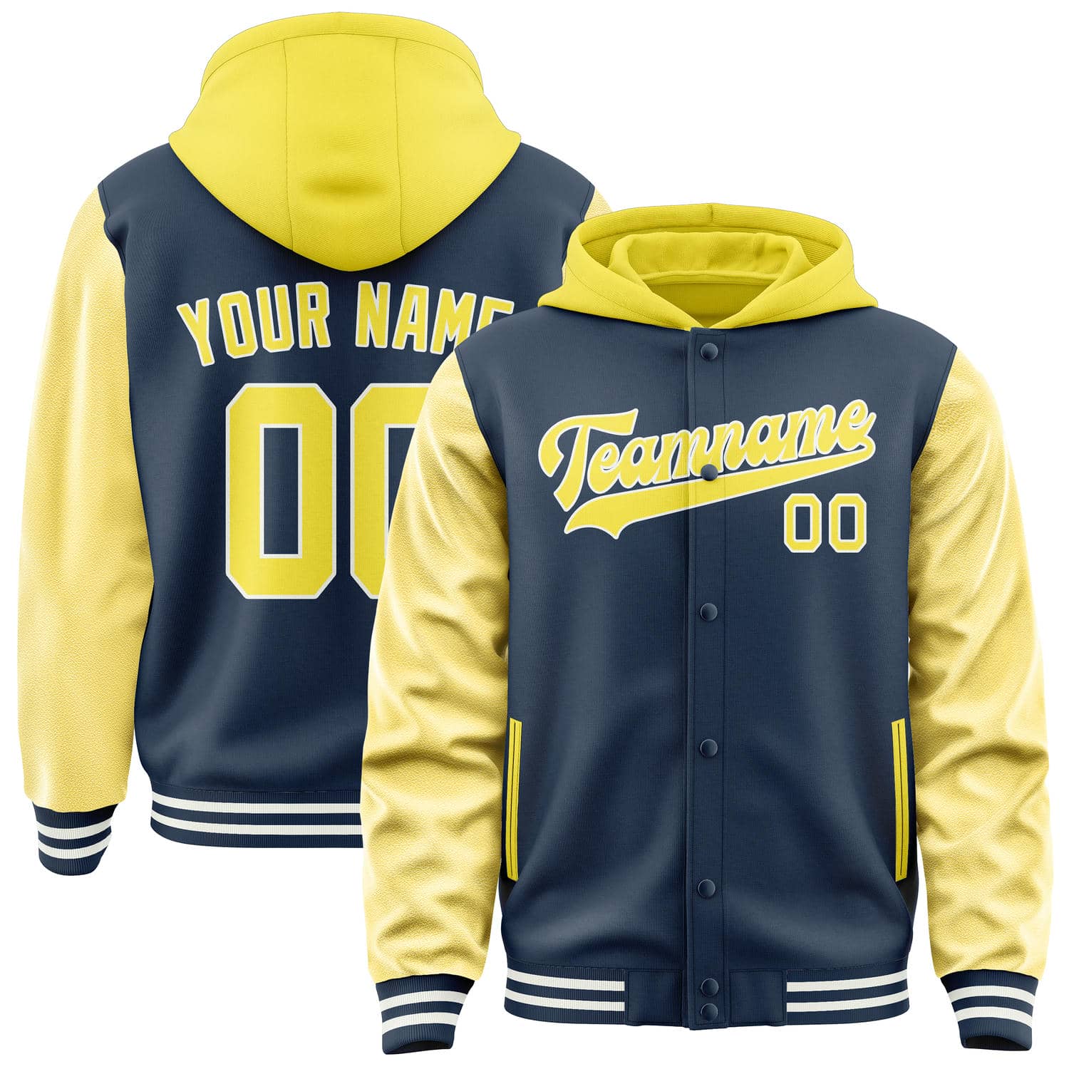 Maßgeschneidertes Marineblau Blassgelb Jacke JA101026101818262618