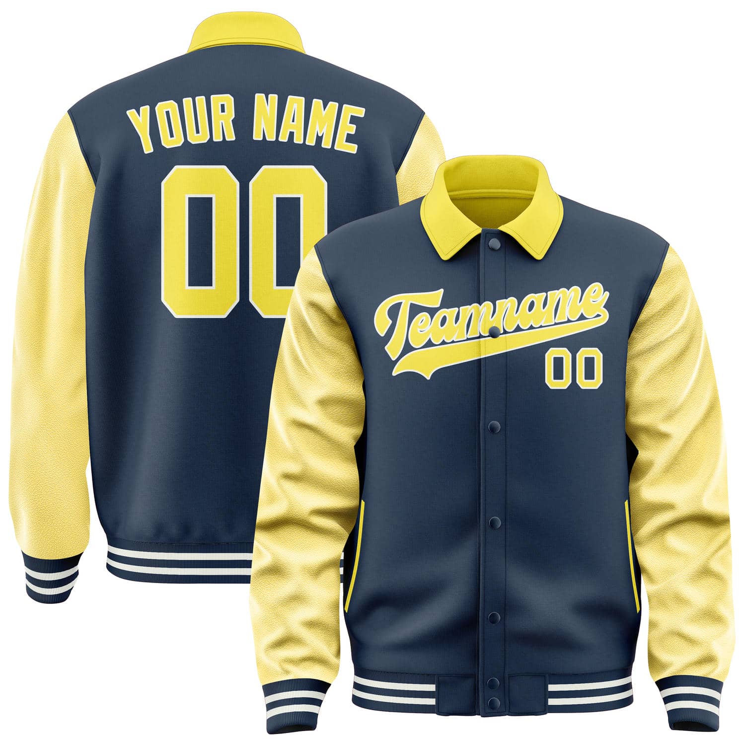 Maßgeschneidertes Marineblau Blassgelb Jacke JA101026101818262618
