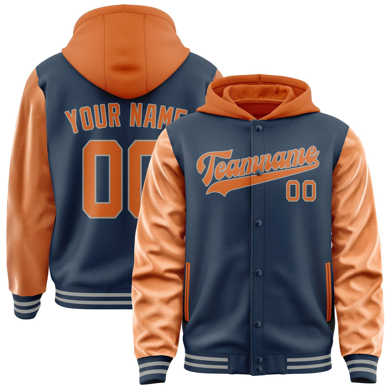Maßgeschneidertes Marineblau Orange Jacke JA101028100417282817