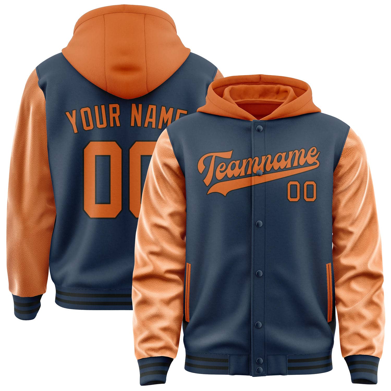 Maßgeschneidertes Marineblau Orange Jacke JA101028101717282817