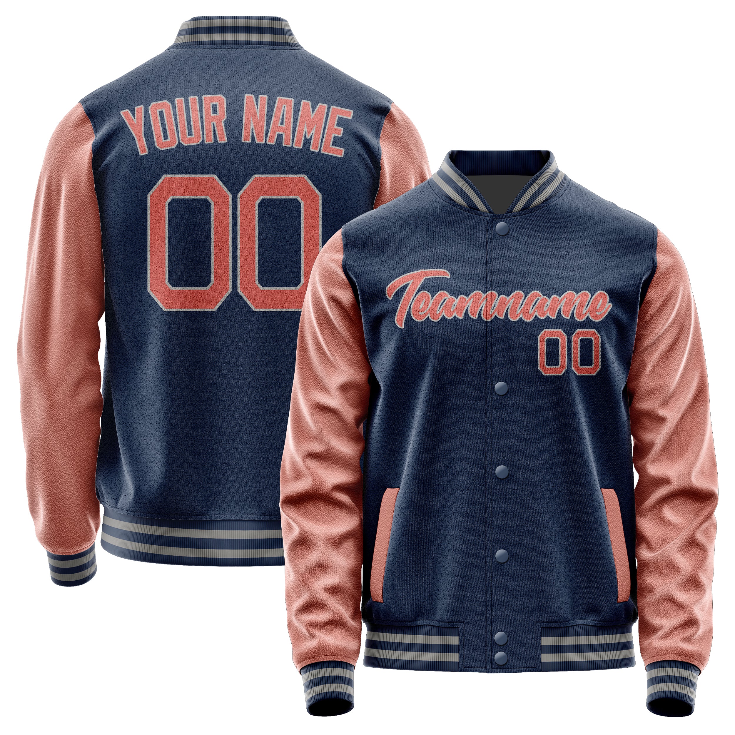 Maßgeschneidertes Marineblau Kupferrose Jacke Ja1010291004B20429