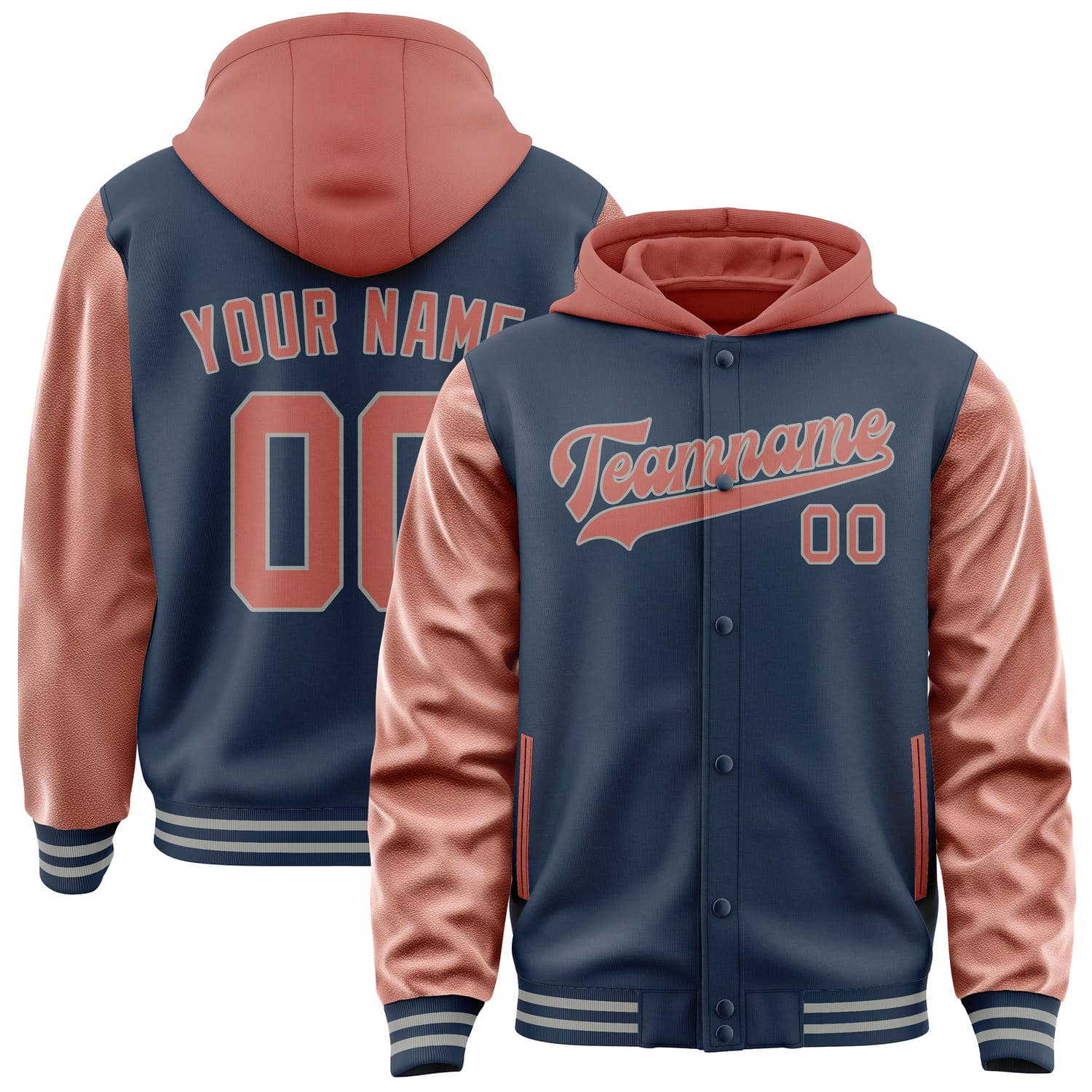 Maßgeschneidertes Marineblau Kupferrose Jacke JA101029100417292917