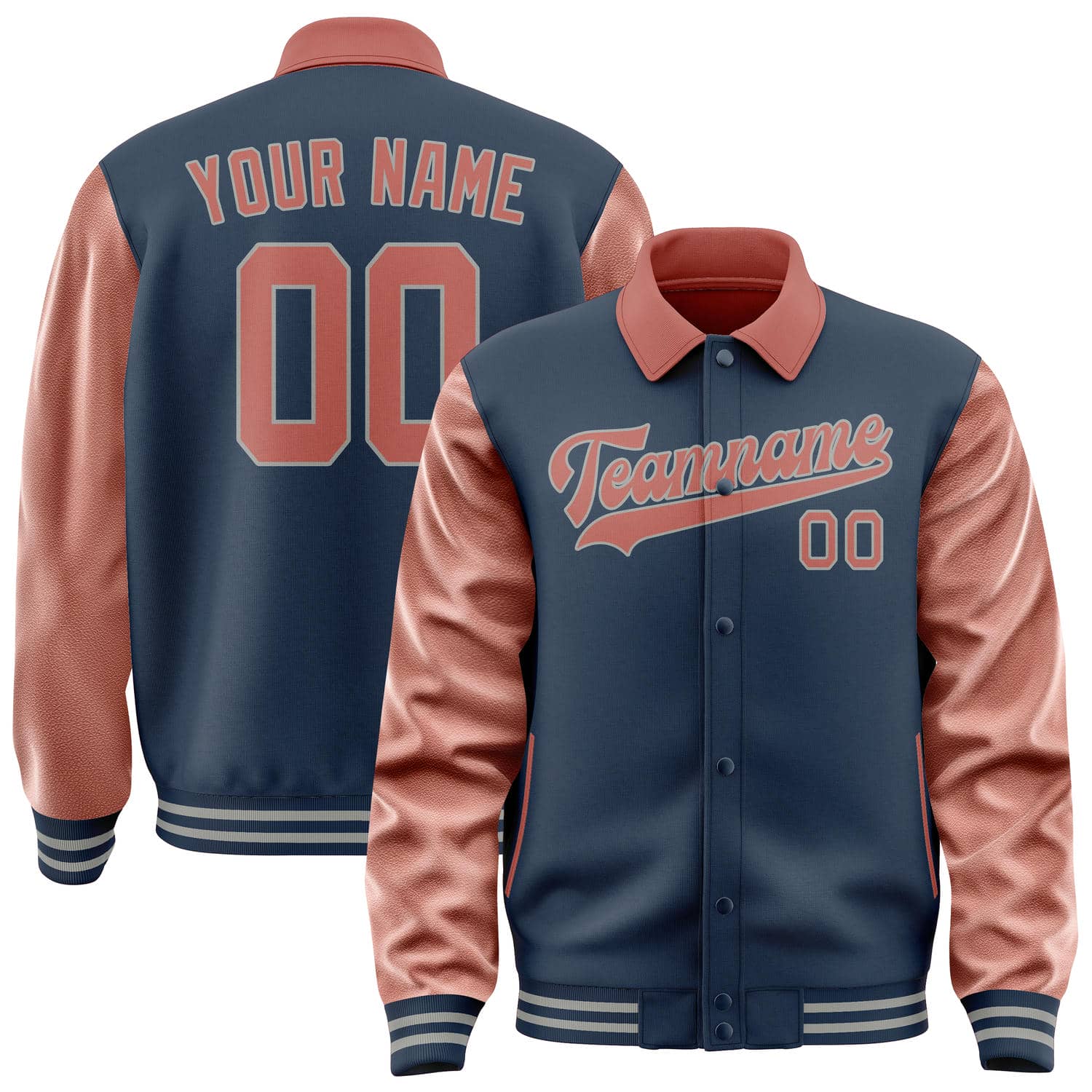 Maßgeschneidertes Marineblau Kupferrose Jacke JA101029100417292917