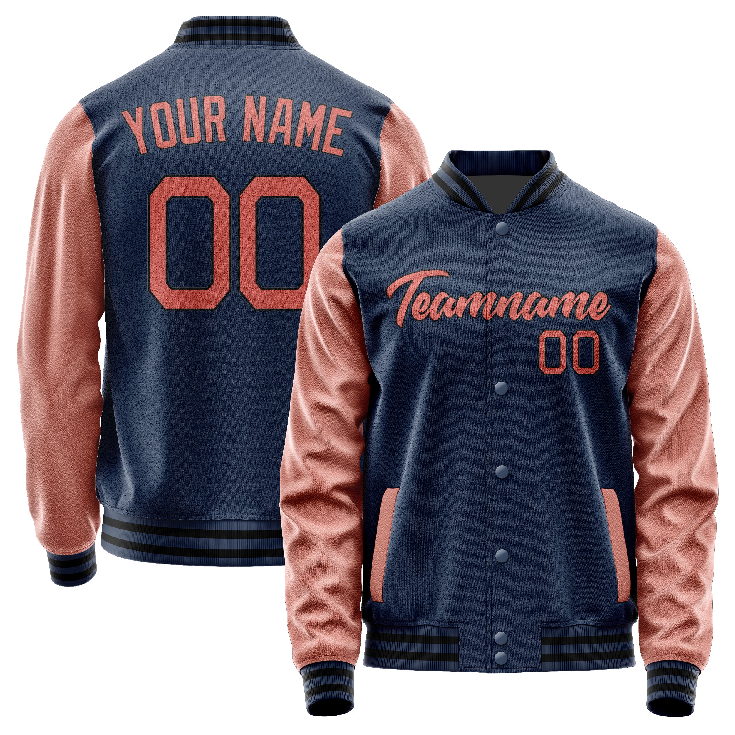 Maßgeschneidertes Marineblau Kupferrose Jacke Ja1010291017B21729