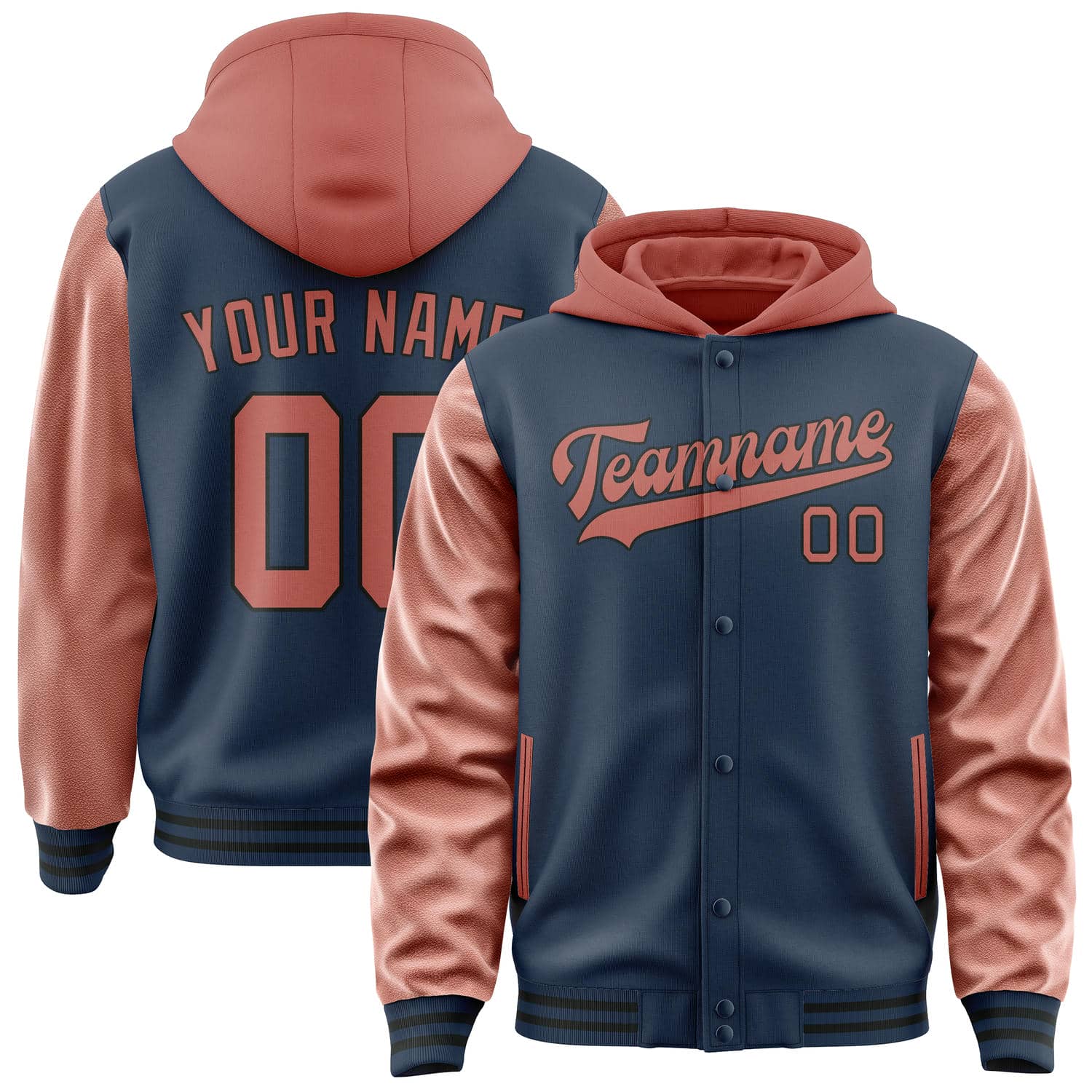 Maßgeschneidertes Marineblau Kupferrose Jacke JA101029101717292917