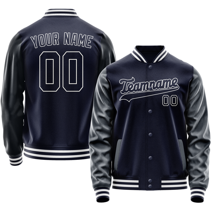 Maßgeschneidertes Marineblau Weiß Collegejacke JA02240617KZ273