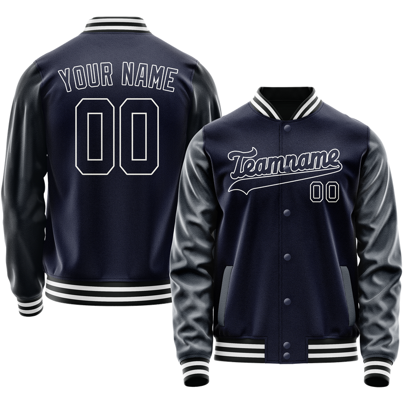 Maßgeschneidertes Marineblau Weiß Collegejacke JA02240617KZ283