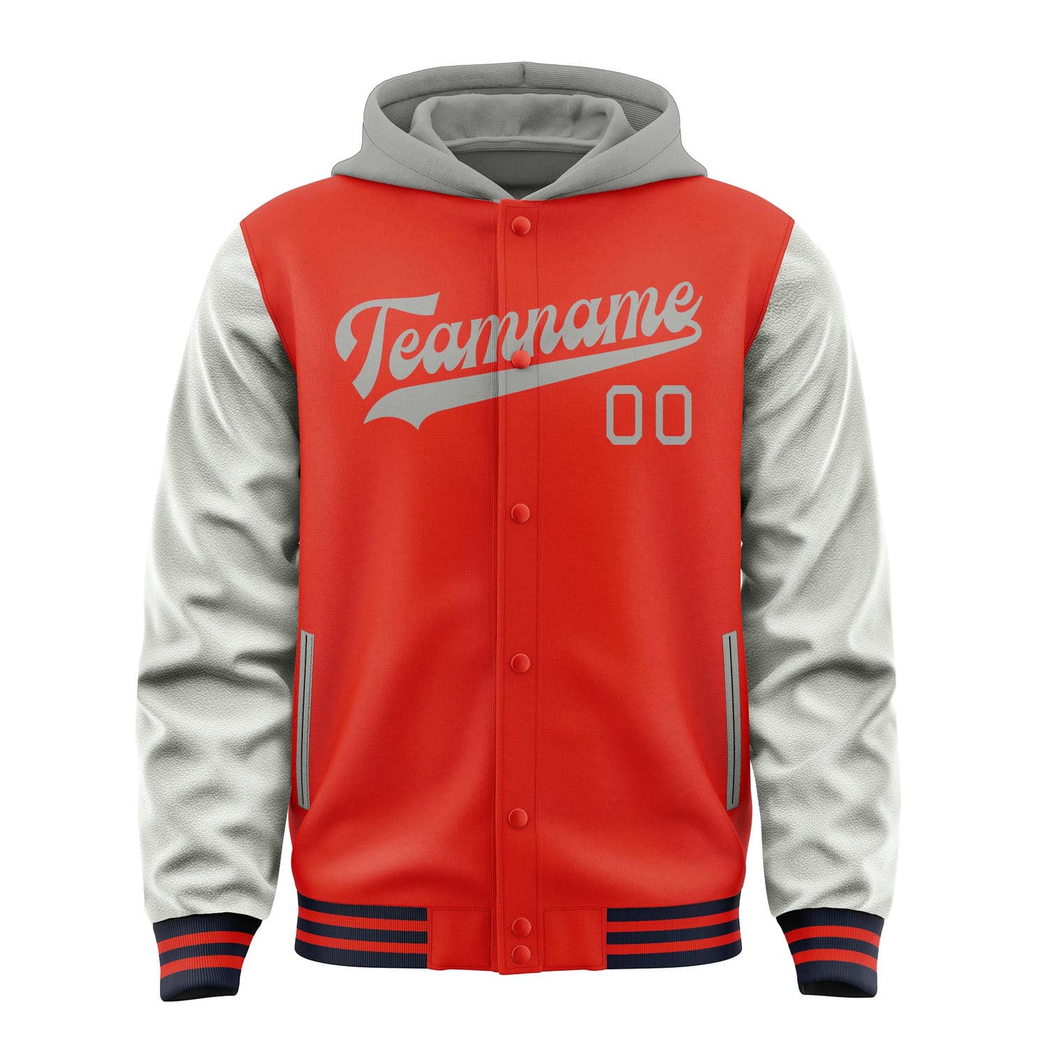 Maßgeschneidertes Orangerot Grau Jacke