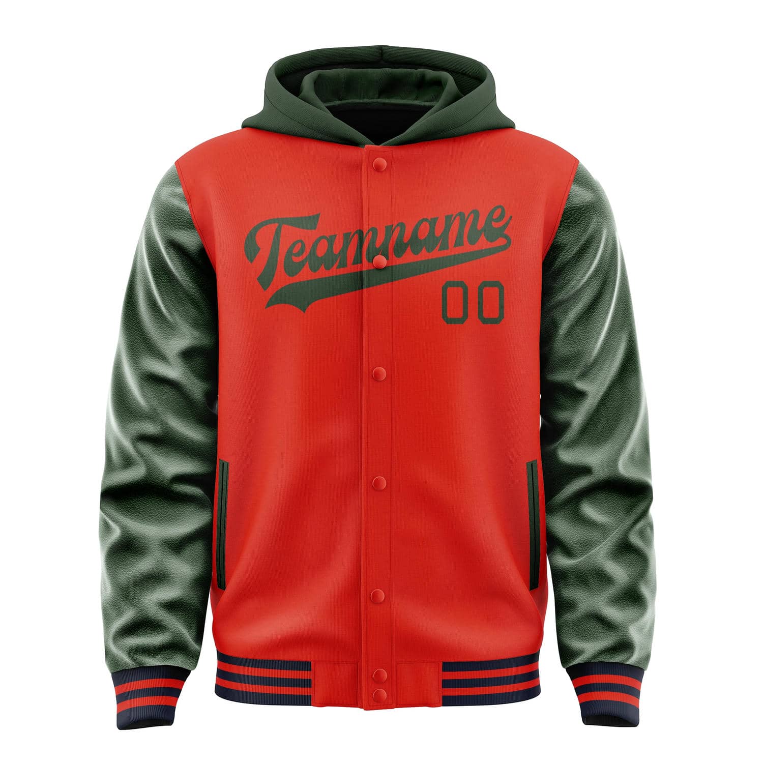 Maßgeschneidertes Orangerot Tannengrün Jacke