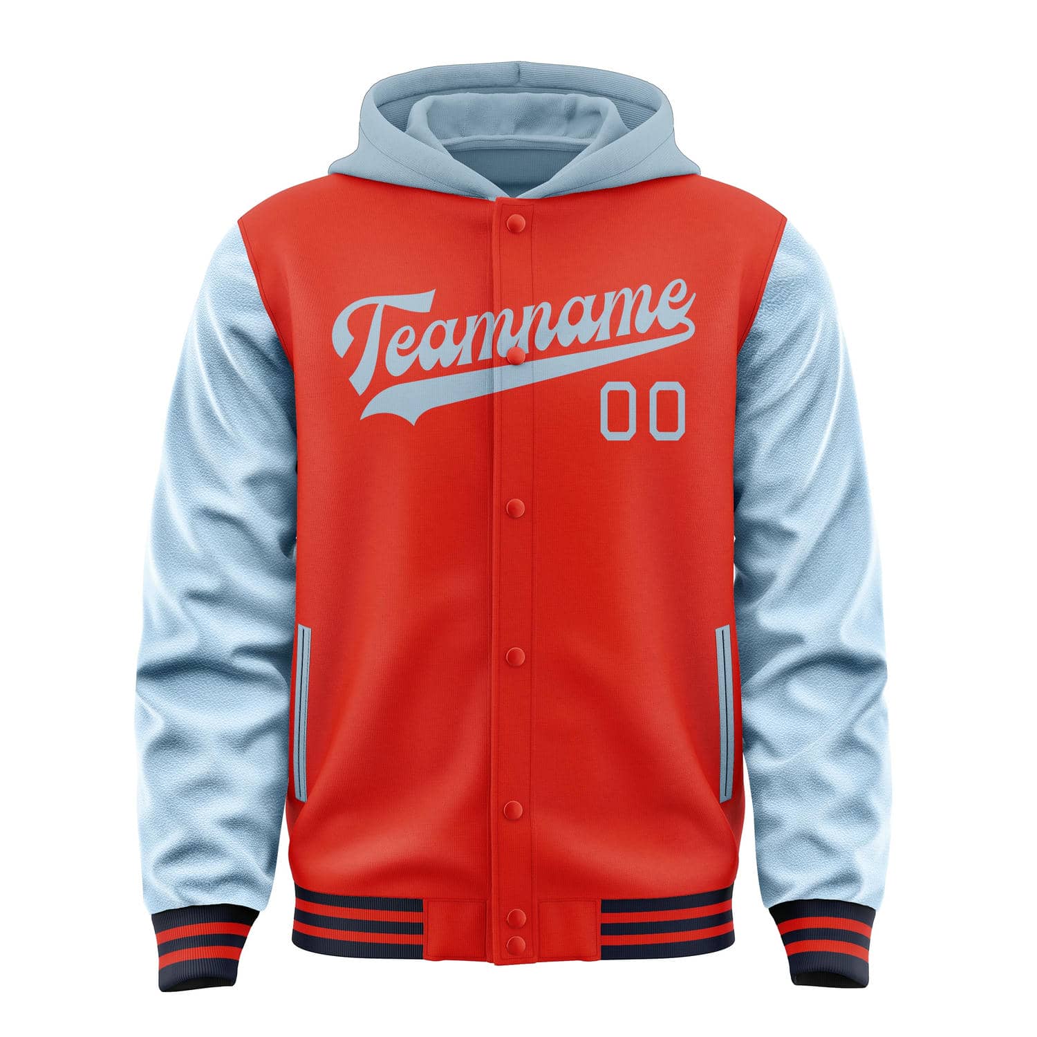 Maßgeschneidertes Orangerot Hellblau Jacke