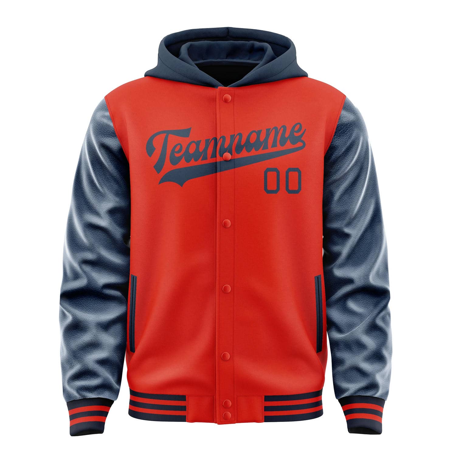 Maßgeschneidertes Orangerot Marineblau Jacke
