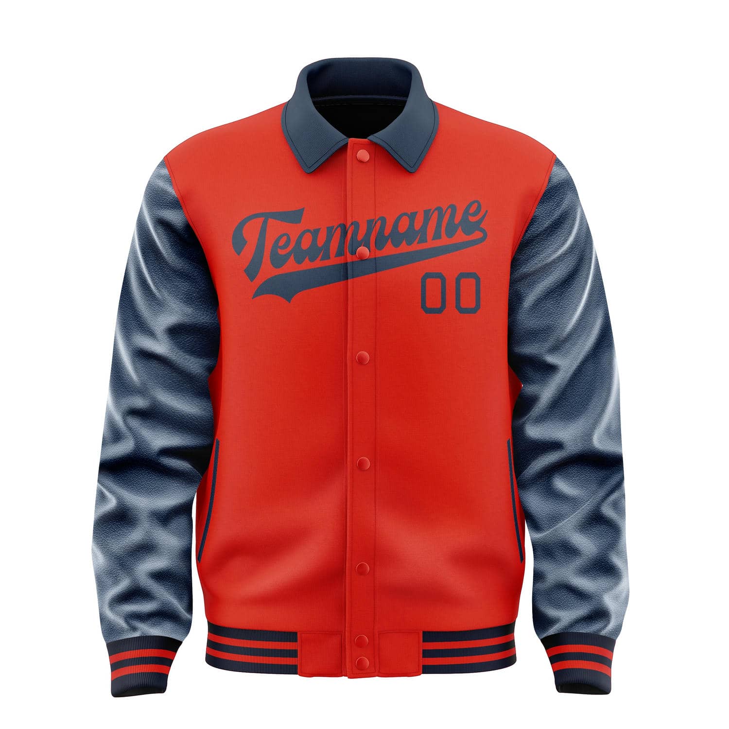 Maßgeschneidertes Orangerot Marineblau Jacke