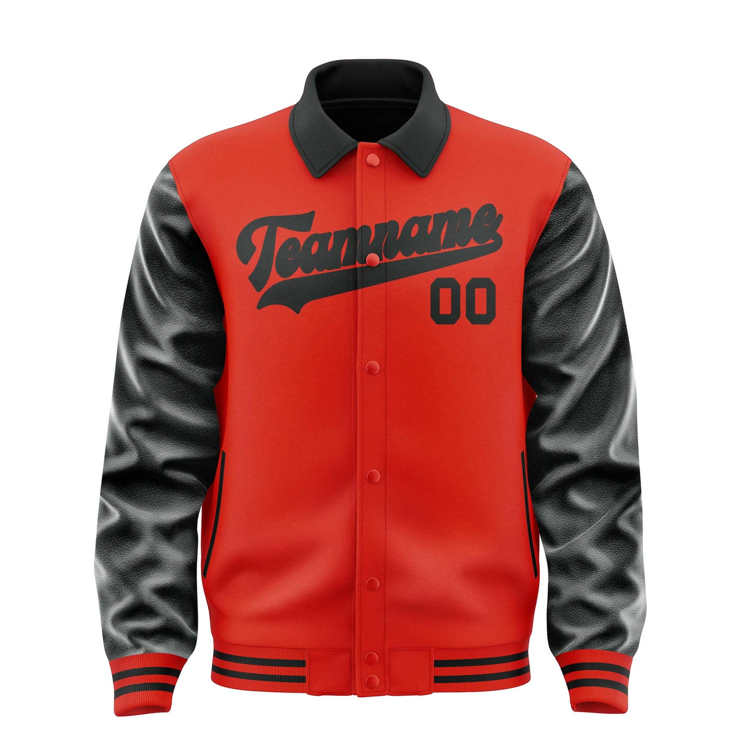 Maßgeschneidertes Orangerot Schwarz Jacke